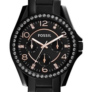 Beautiful Black & Rose Gold Fossil Watch